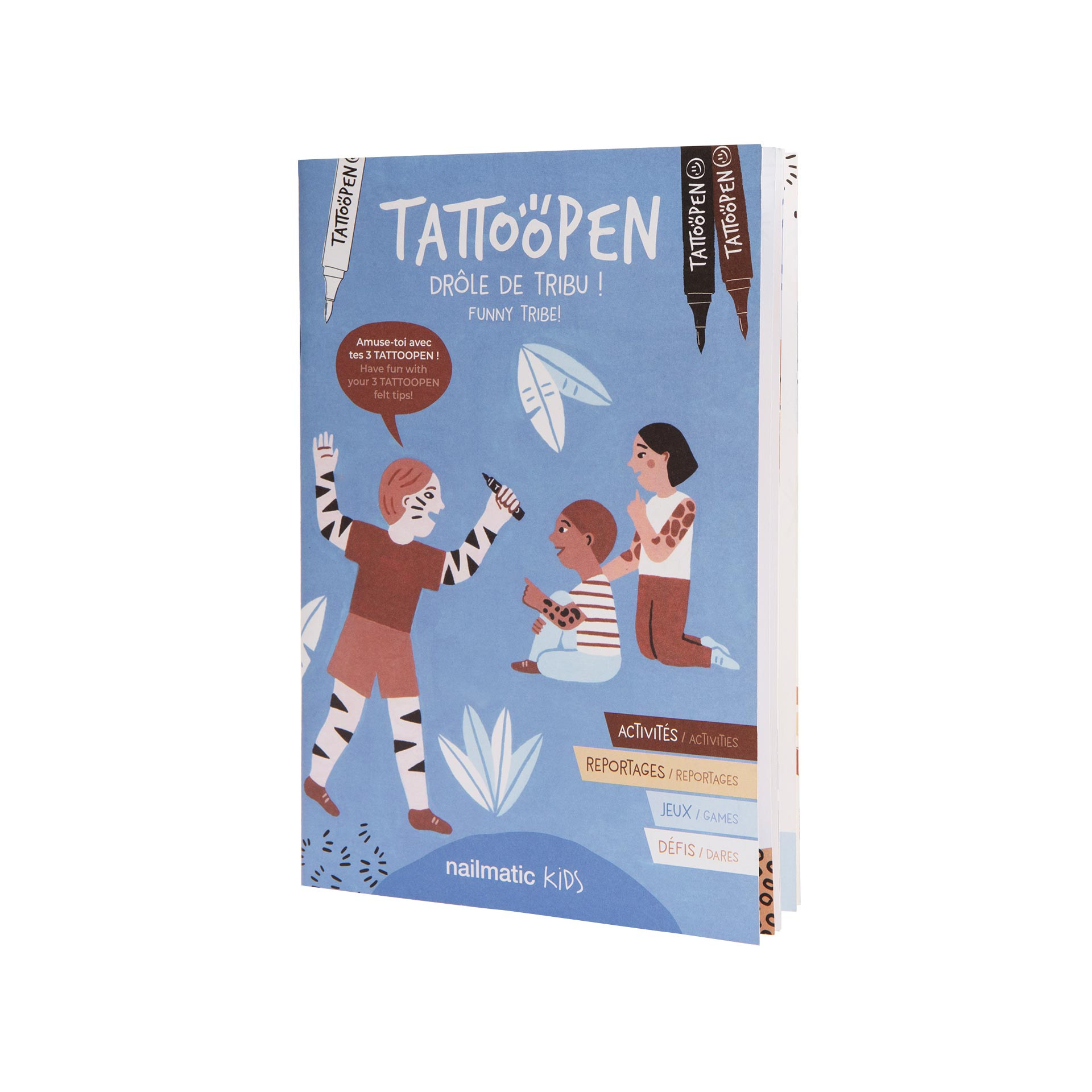 cahier d'activités jeux maquillage enfant tattoopen drôle de tribu nailmatic kids