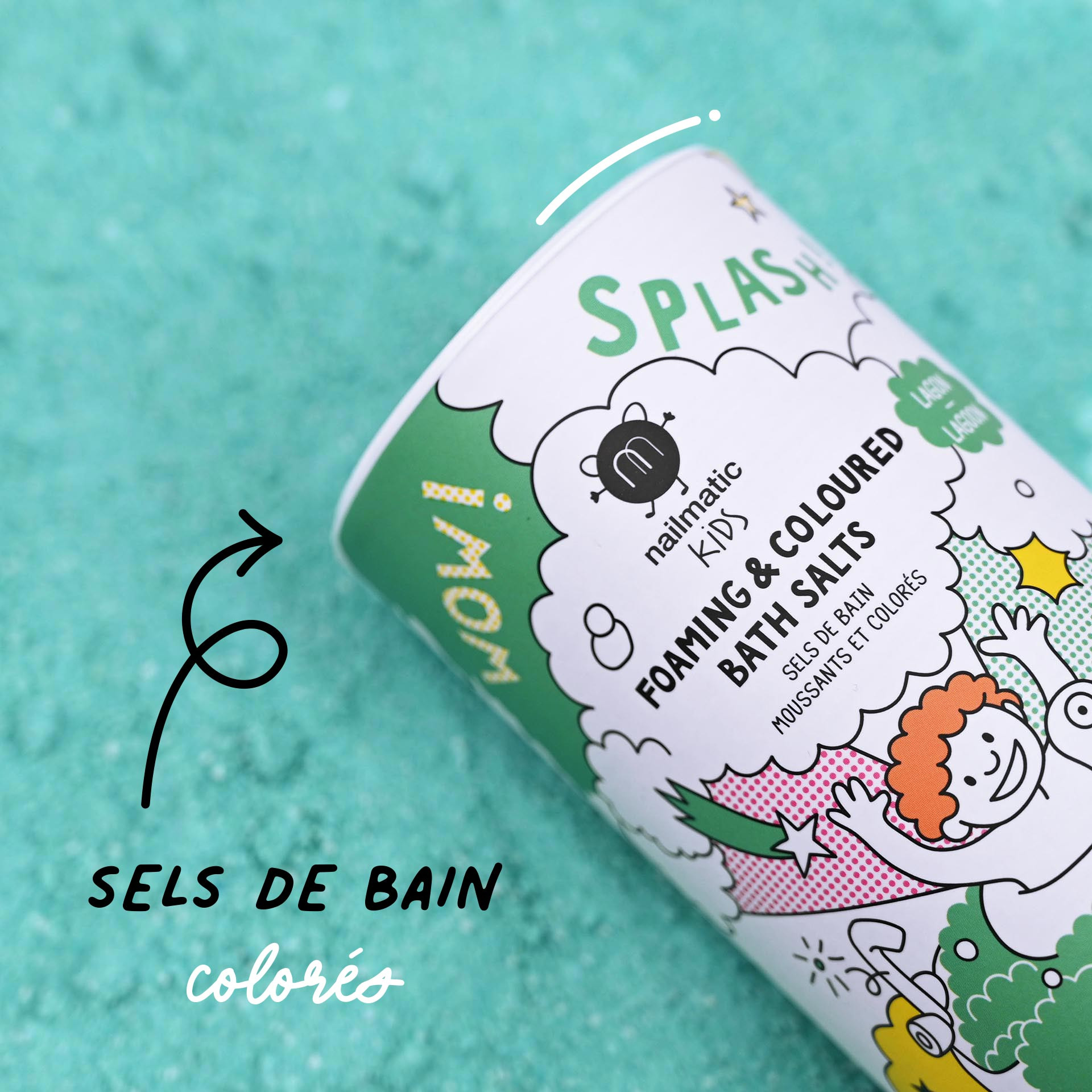 Sels de bain enfant colorés vert lagon