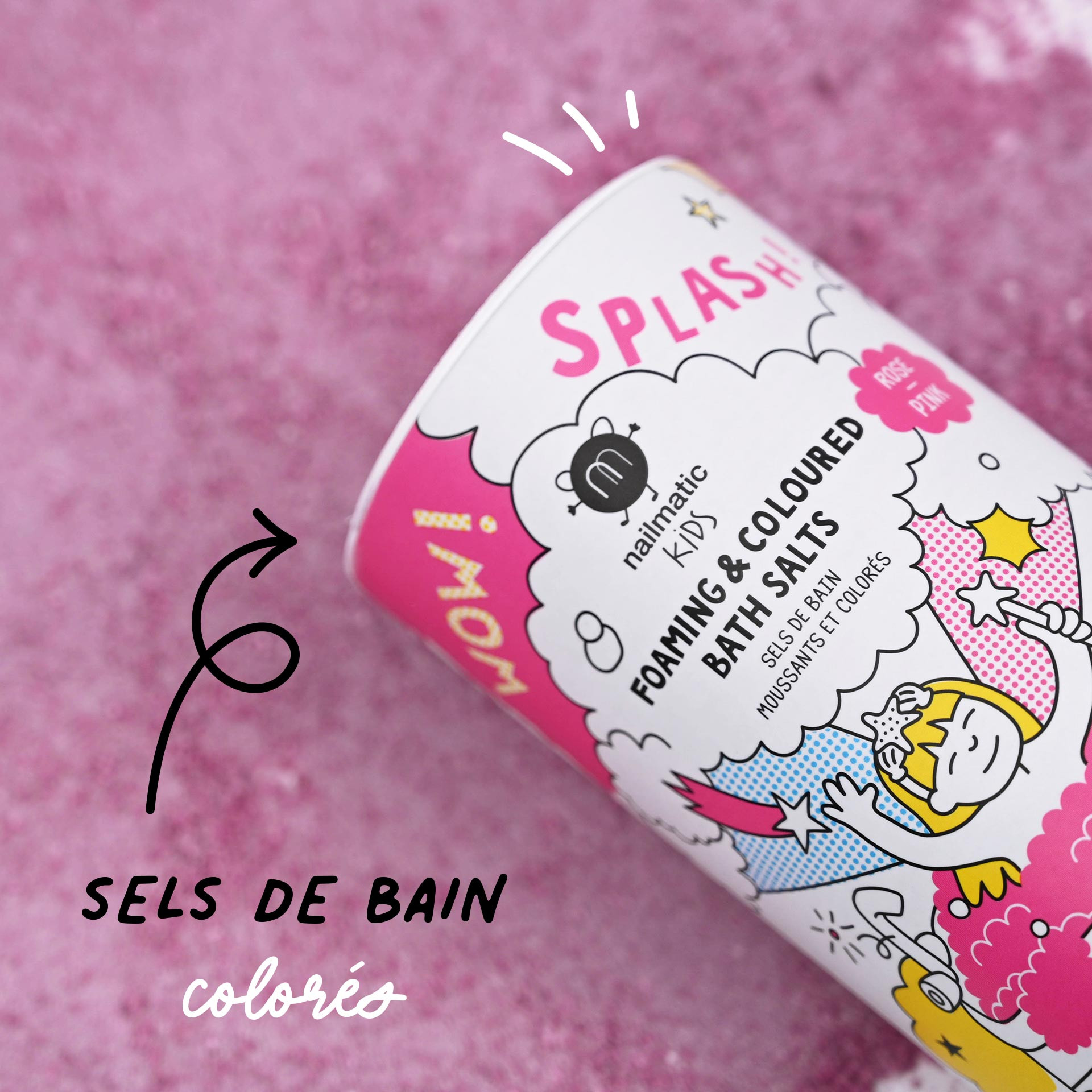 Sels de bain enfant colorés rose