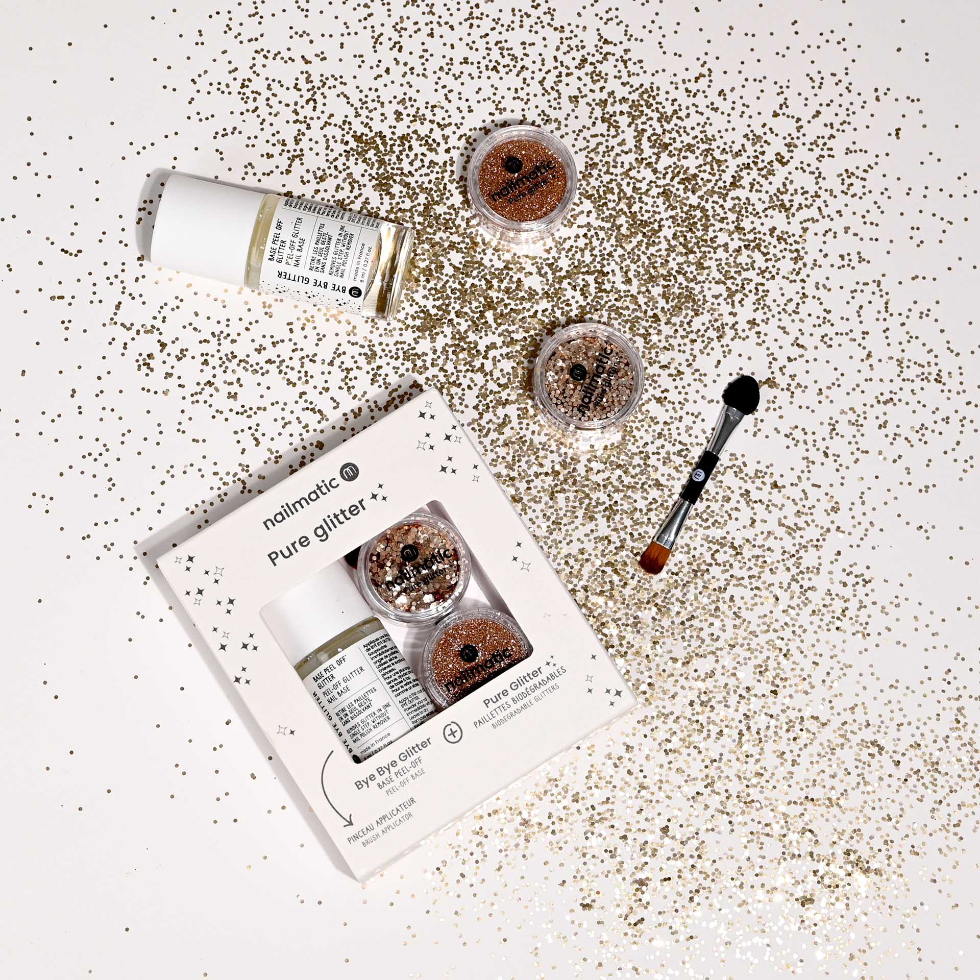 Coffret Paillettes Dorées avec base peel off