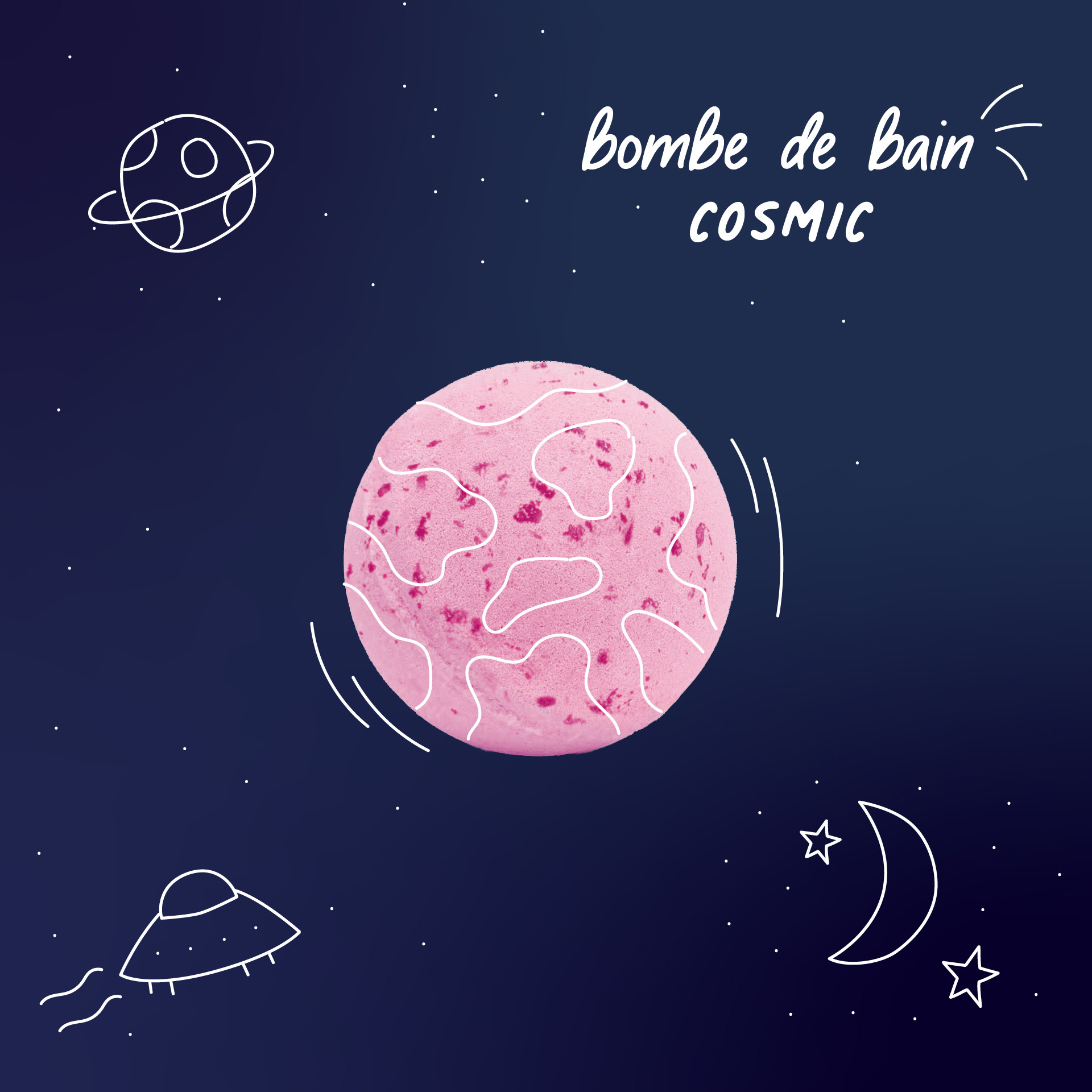 boule de bain rose enfant Cosmic avec décor espace