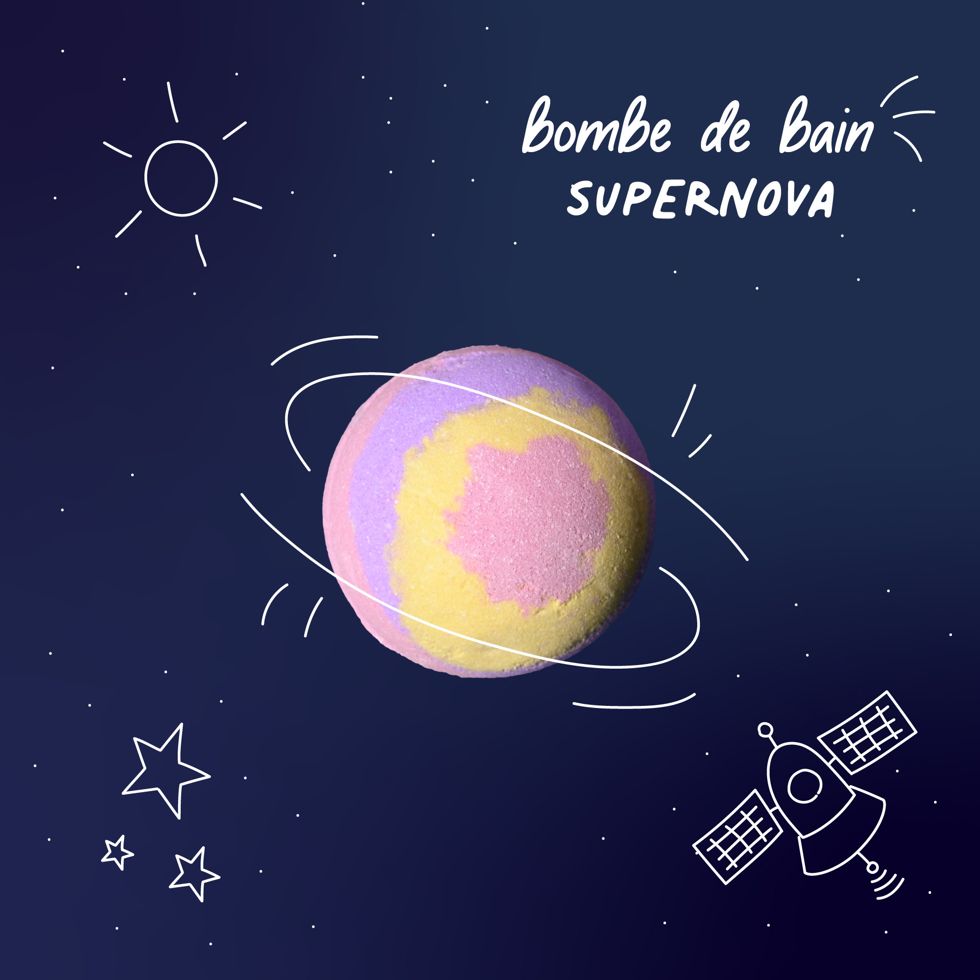 Bombe de bain enfant qui colore l'eau du bain Supernova nailmatic kids