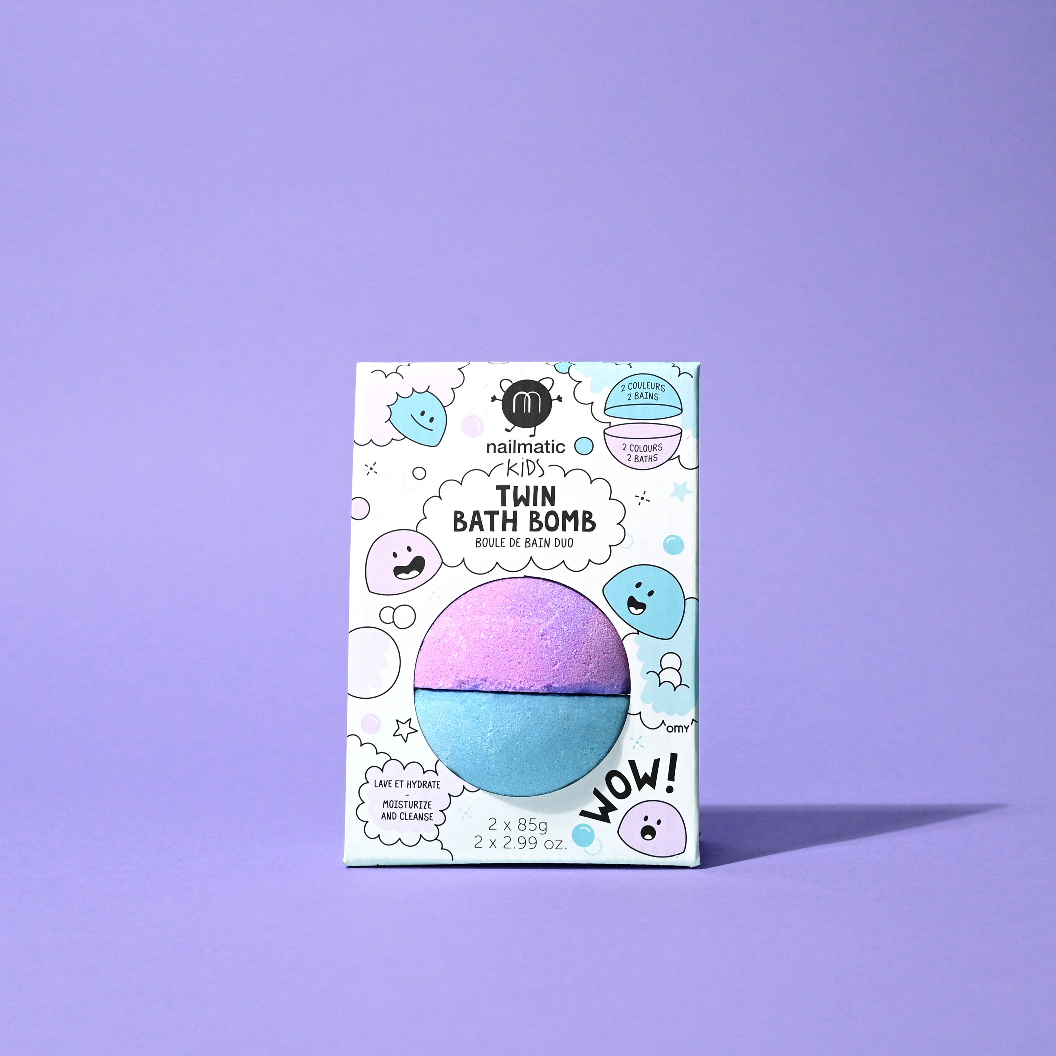 Mini Boules de bain effervescente bleu et violet pour enfants