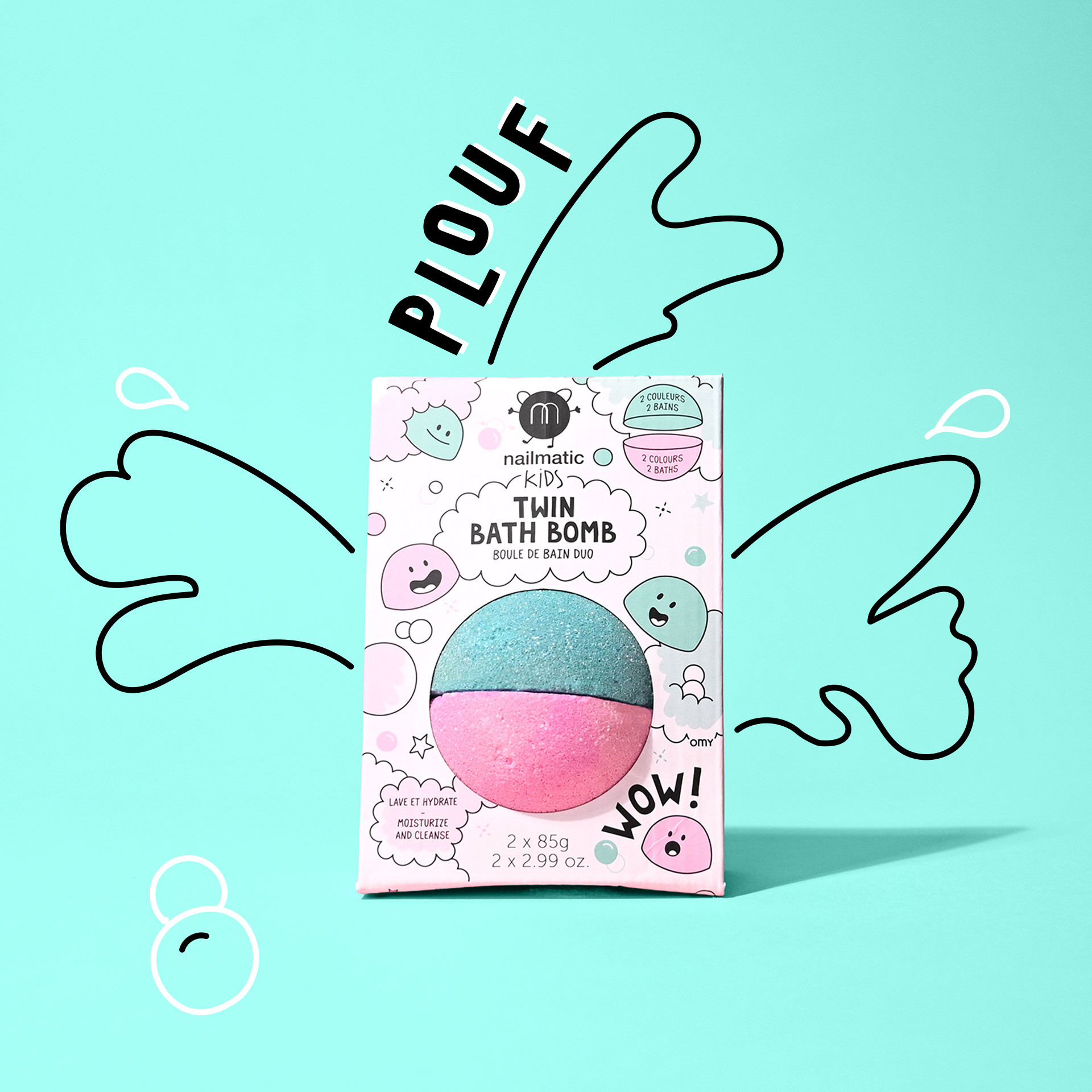 Mini boules de bain enfant rose et lagon nailmatic kids