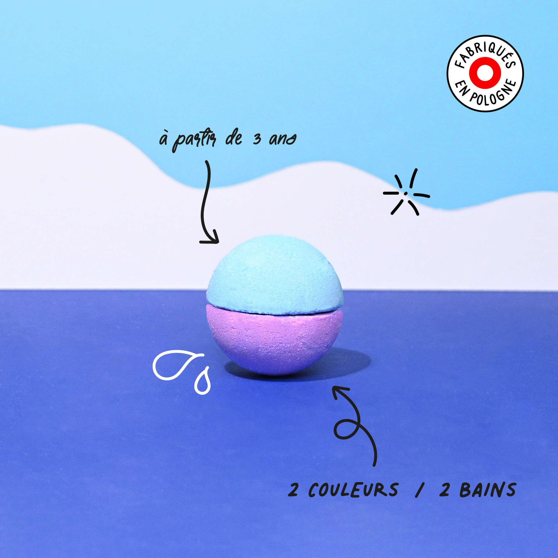 Boules de bain enfant colorée Bleu et violet Coffret de bain Bath Box Bubble