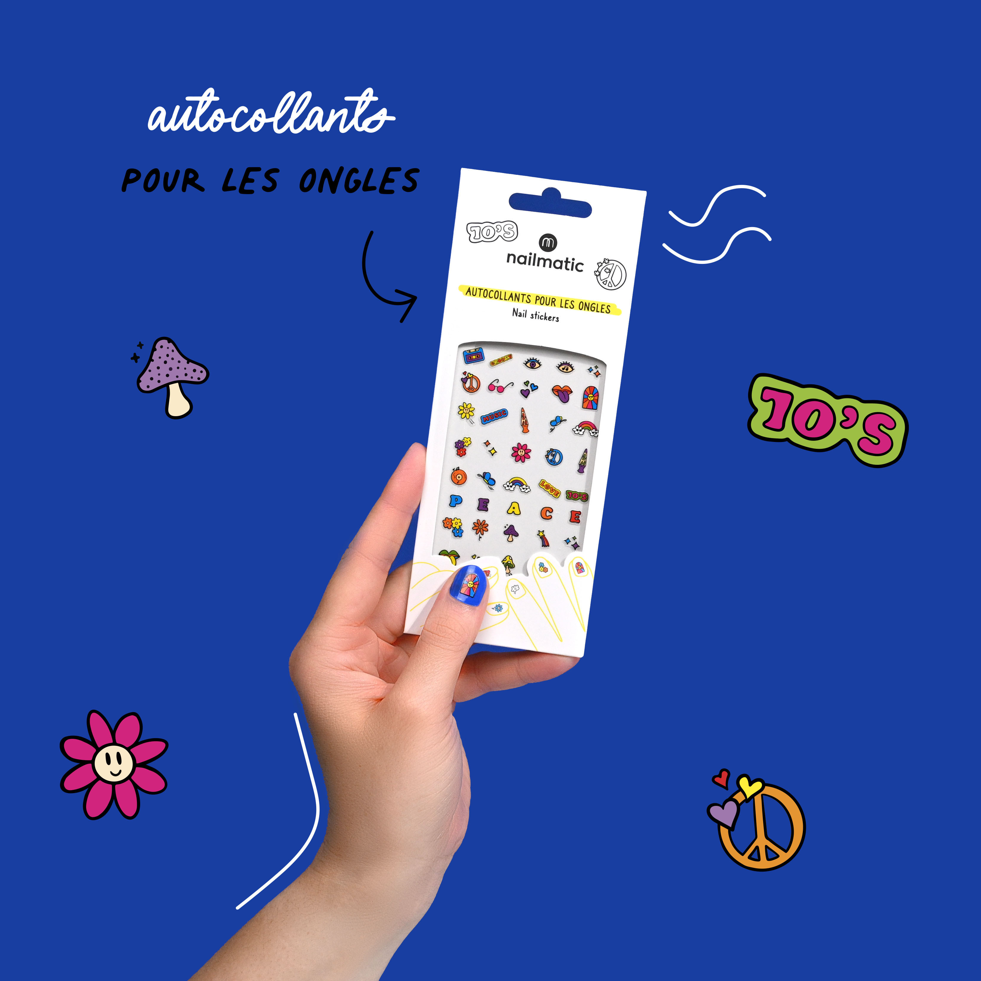 Nail stickers pour ado thème années 70