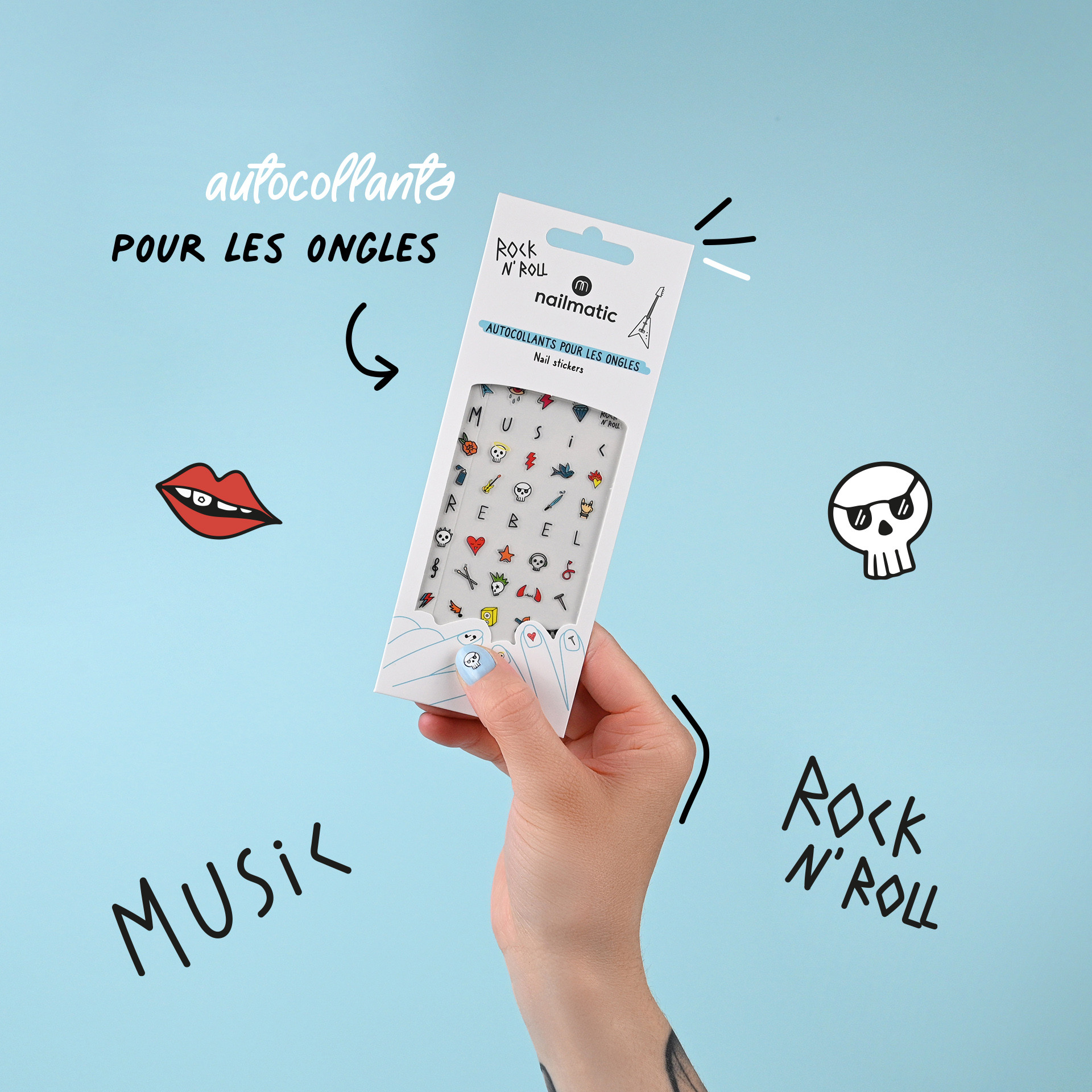 Nail Stickers pour ado thème Rock & Roll