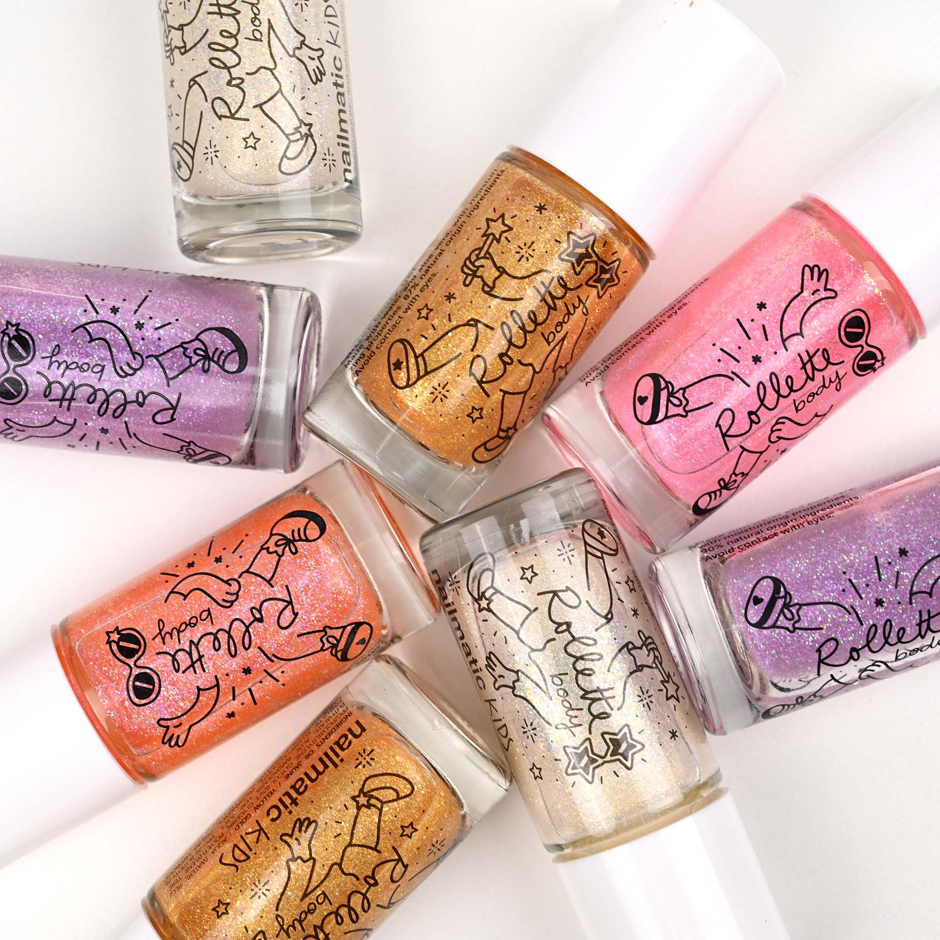 Lot de Body Rollette avec gel pailleté noix de coco or blanc