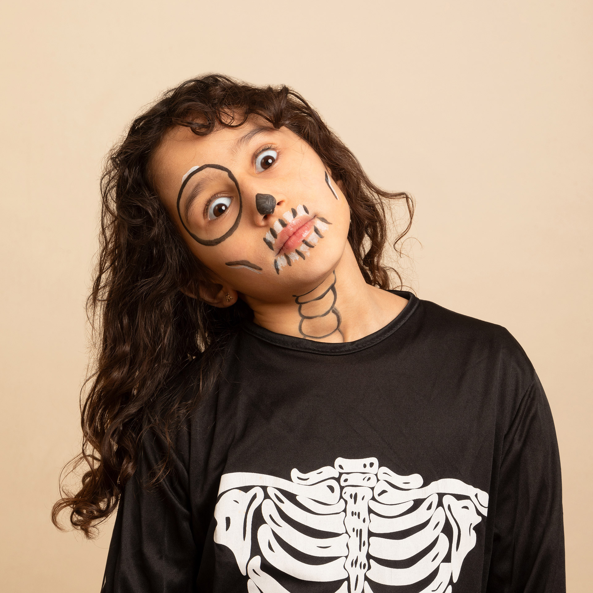 Maquillage Halloween Squelette Enfant avec feutre de tatouages temporaires blanc