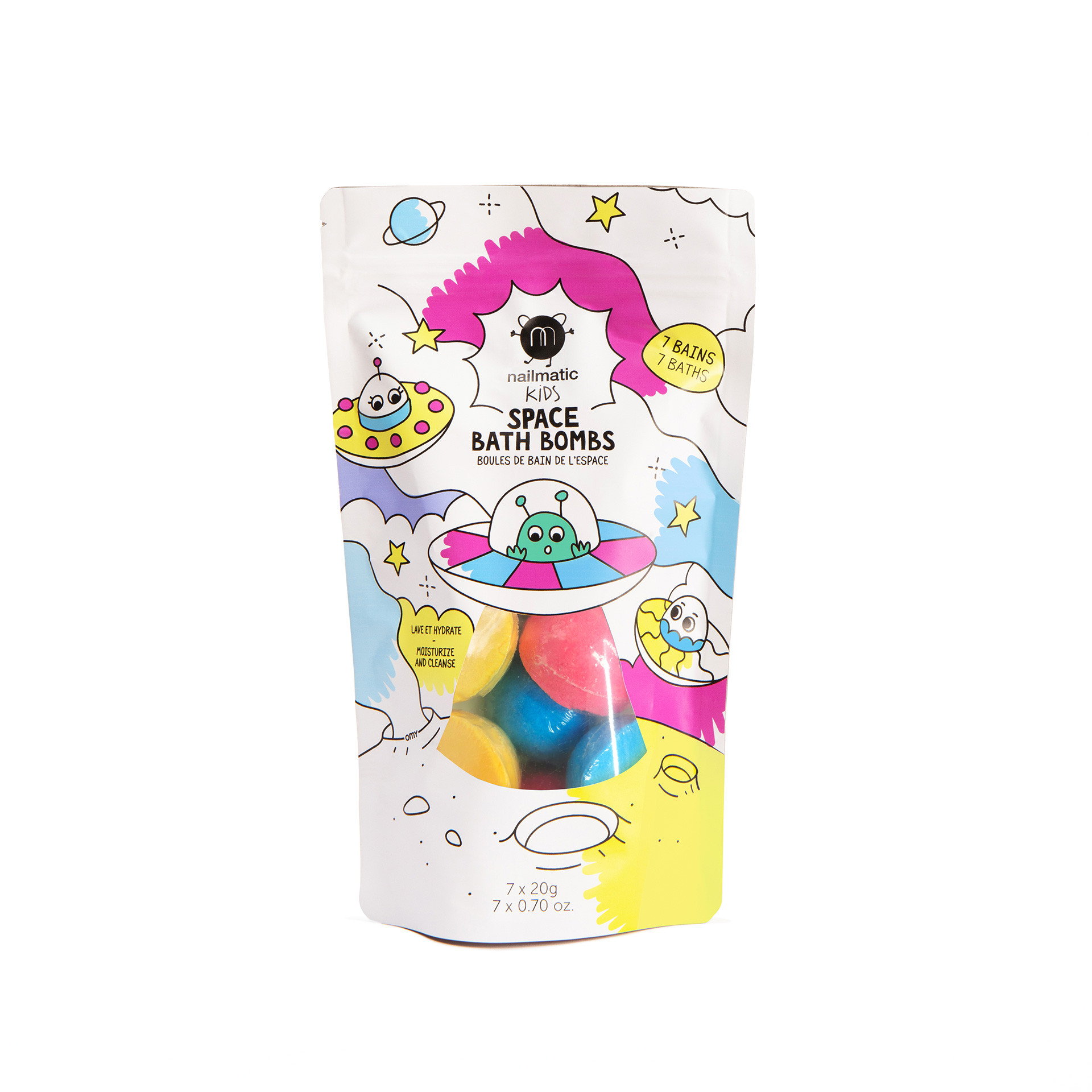 boules de bain de l'espace 7 boules de bain colorées pour enfants nailmatic kids