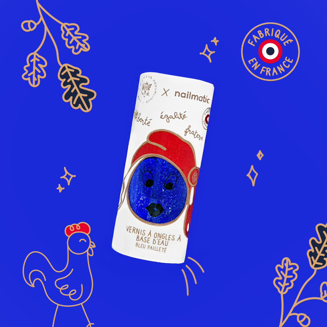 Léon - Vernis à base d'eau bleu pailleté