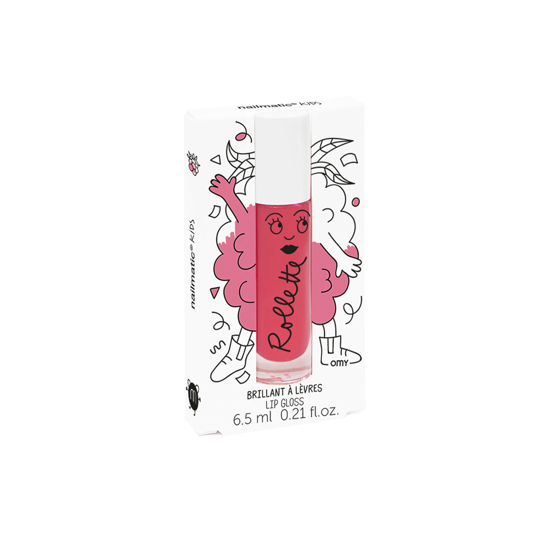 Brillant à lèvres Gloss Enfant Rollette Framboise avec packaging