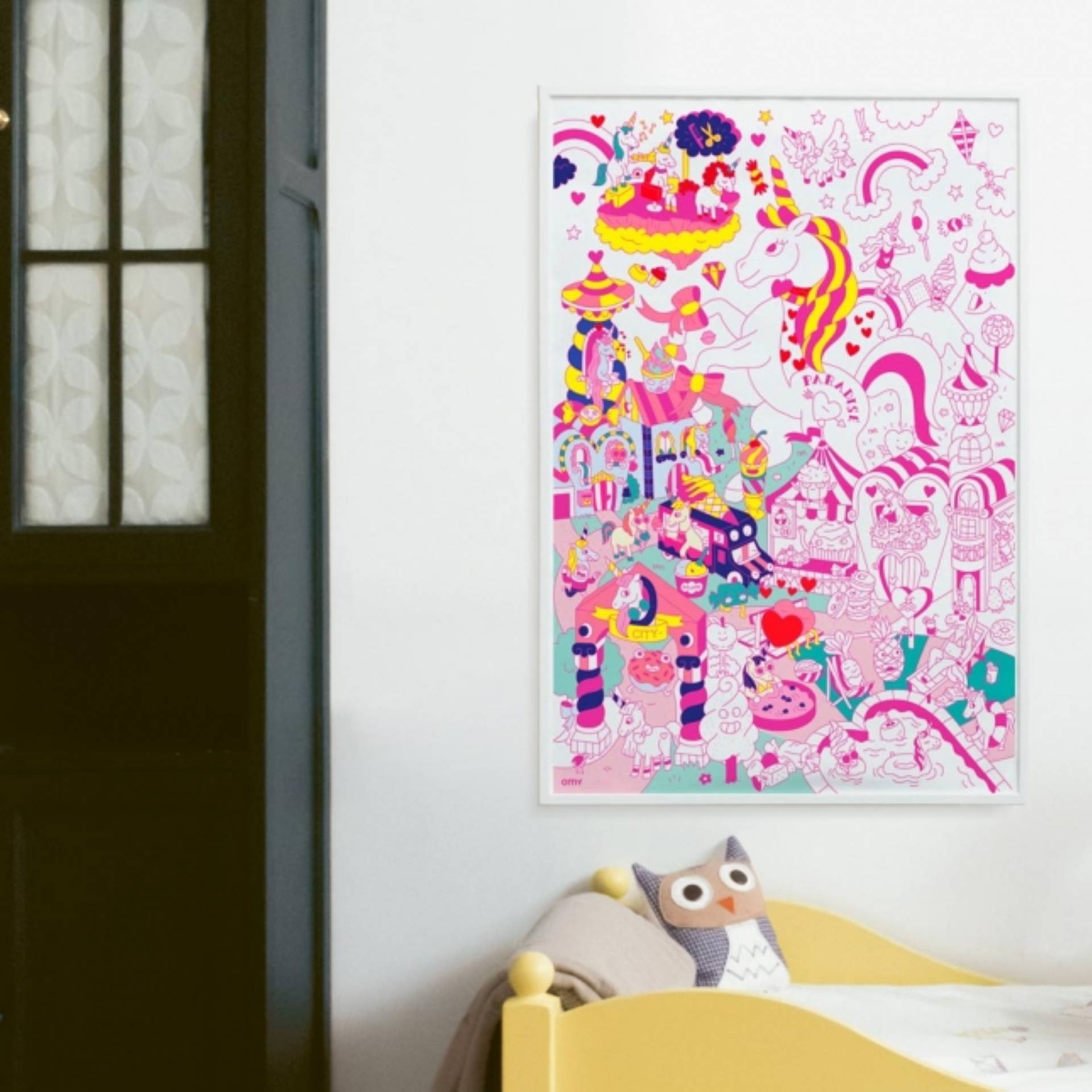 poster à coloriage pour les enfants à accrocher au mur omy