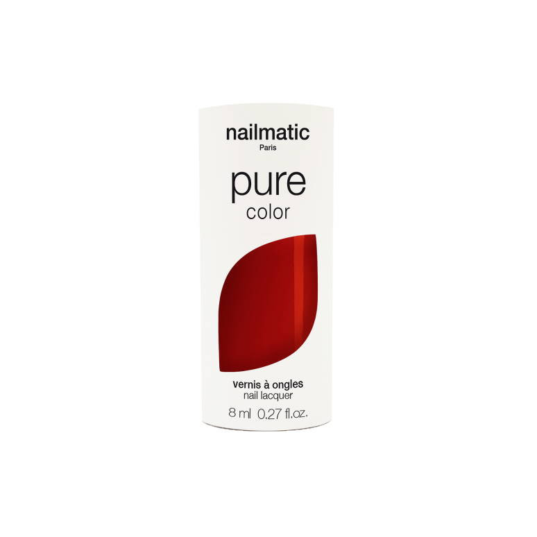vernis rouge pur biosourcé Petra Pure color avec packaging nailmatic