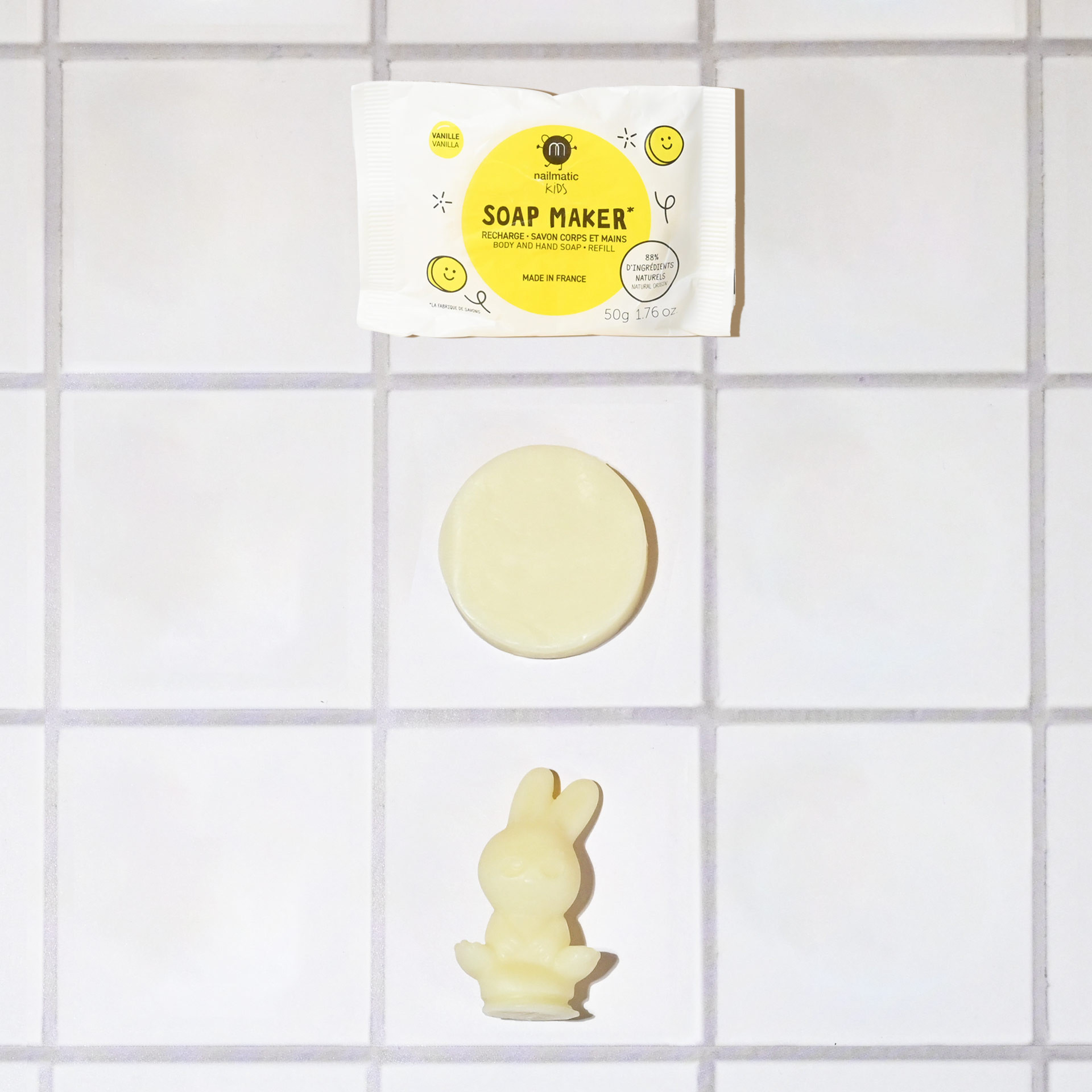 recharge savon vanille jaune pour kit fabrique de savon lapin enfants nailmatic kids