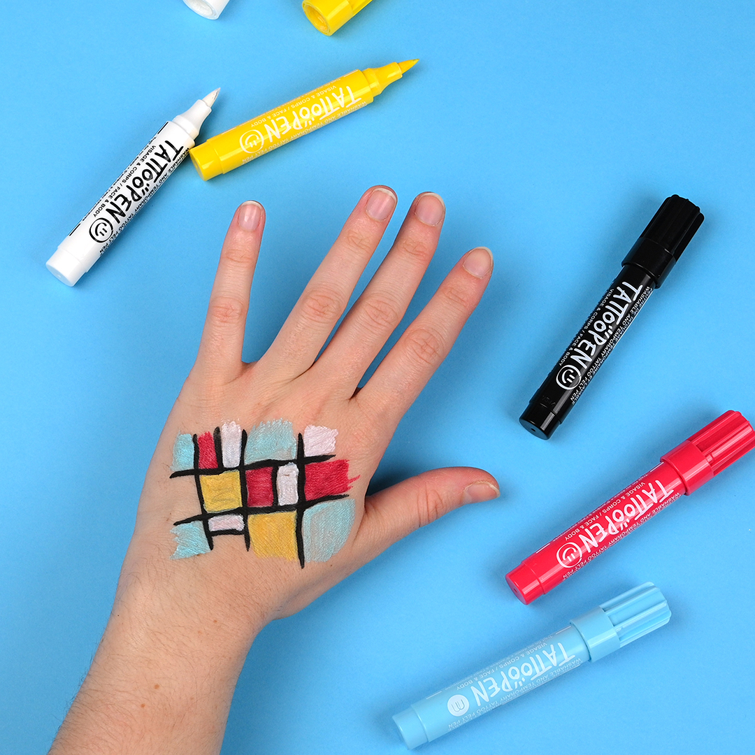 feutres de tatouages temporaires inspiration Mondrian