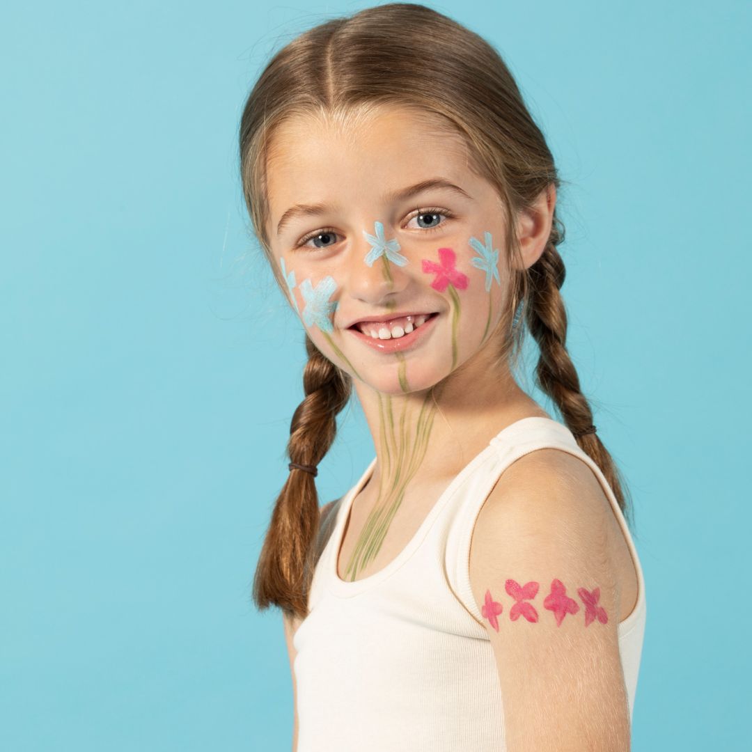 body painting enfant fleurs peinture tattoopen